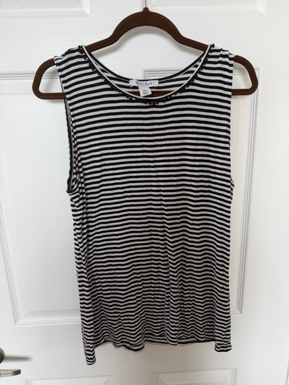 White House Black Market Black & White Striped Sleeveless Tank